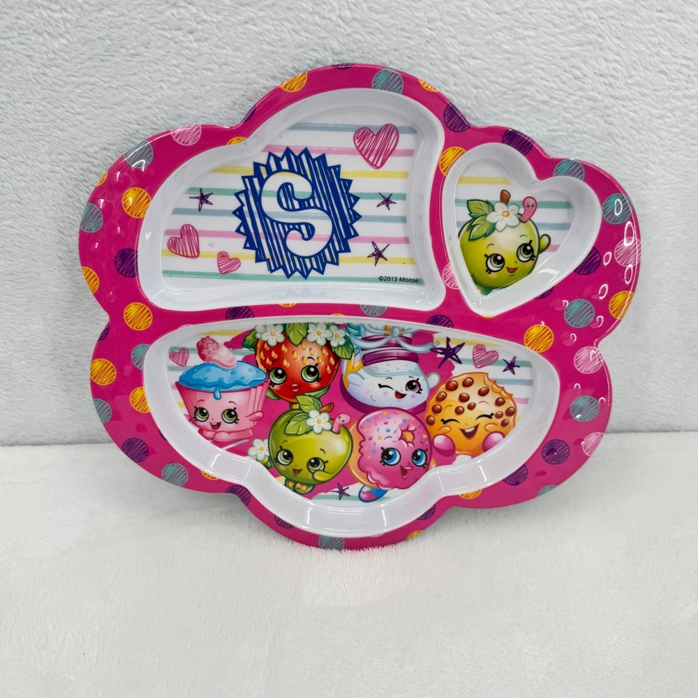 Zak Designs Shopkins Divided Plate Scalloped Melamine Dining Tray Polka Dots